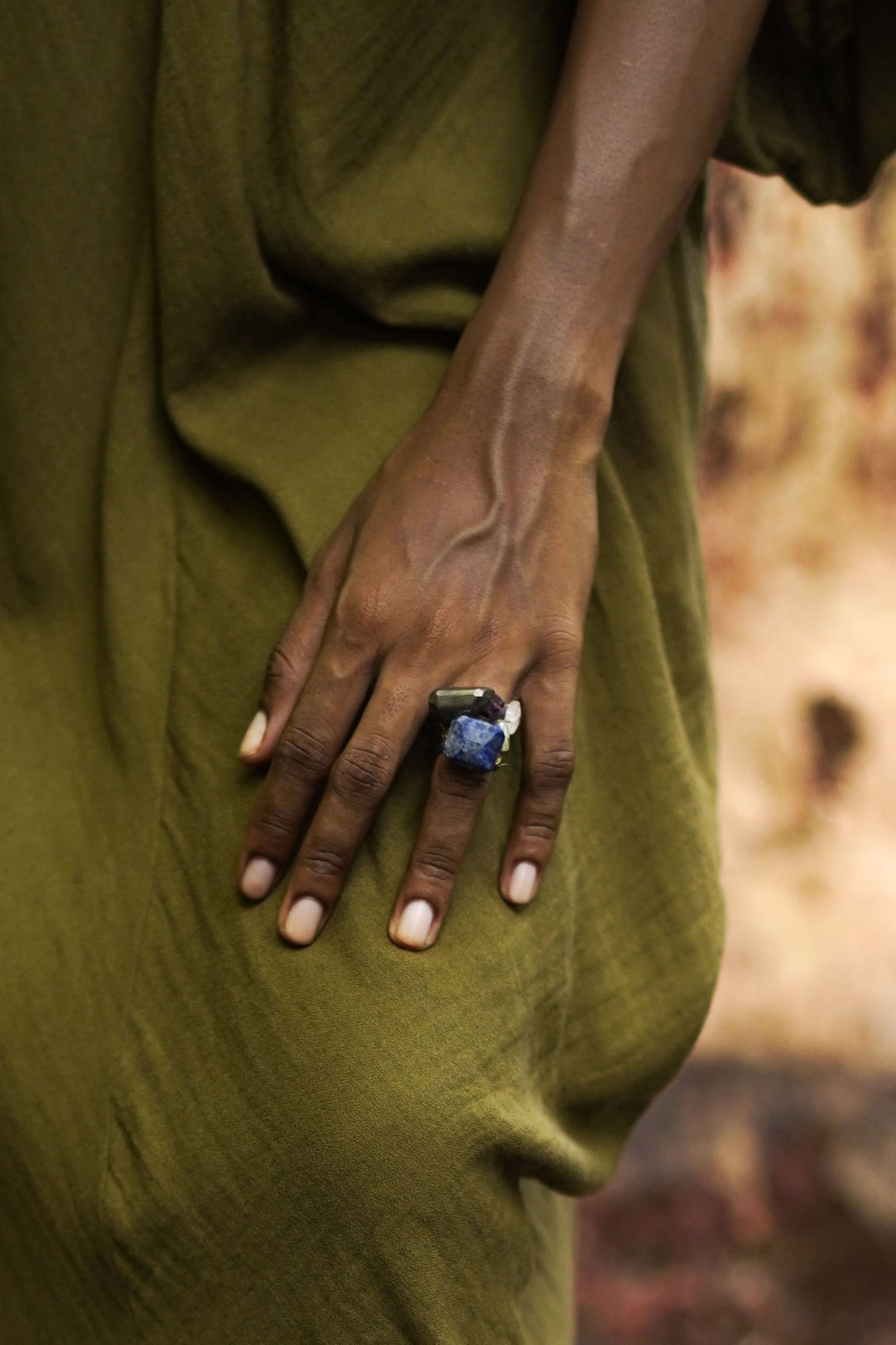Pyrite & Lapiz Lazuli Ring