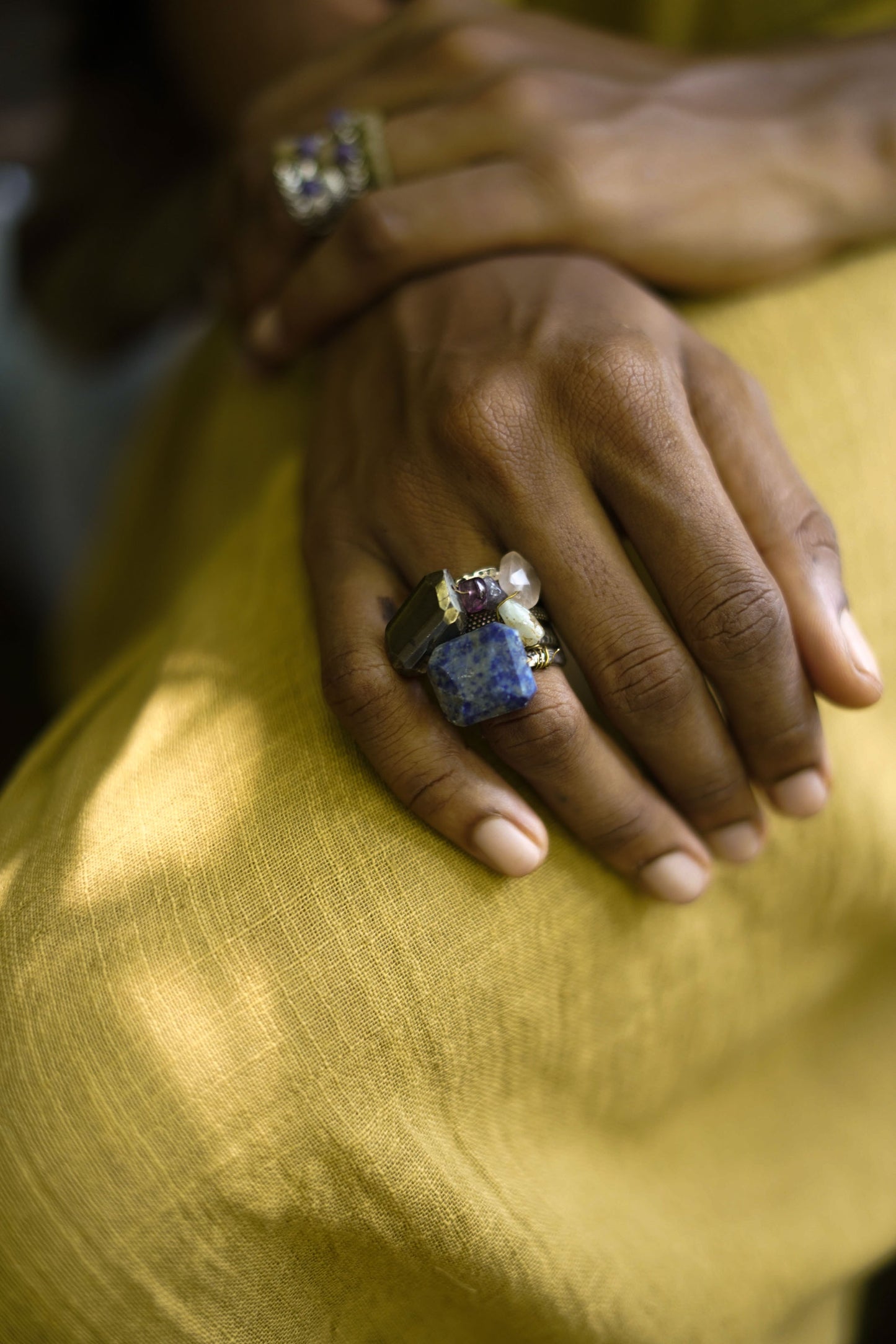 Pyrite & Lapiz Lazuli Ring