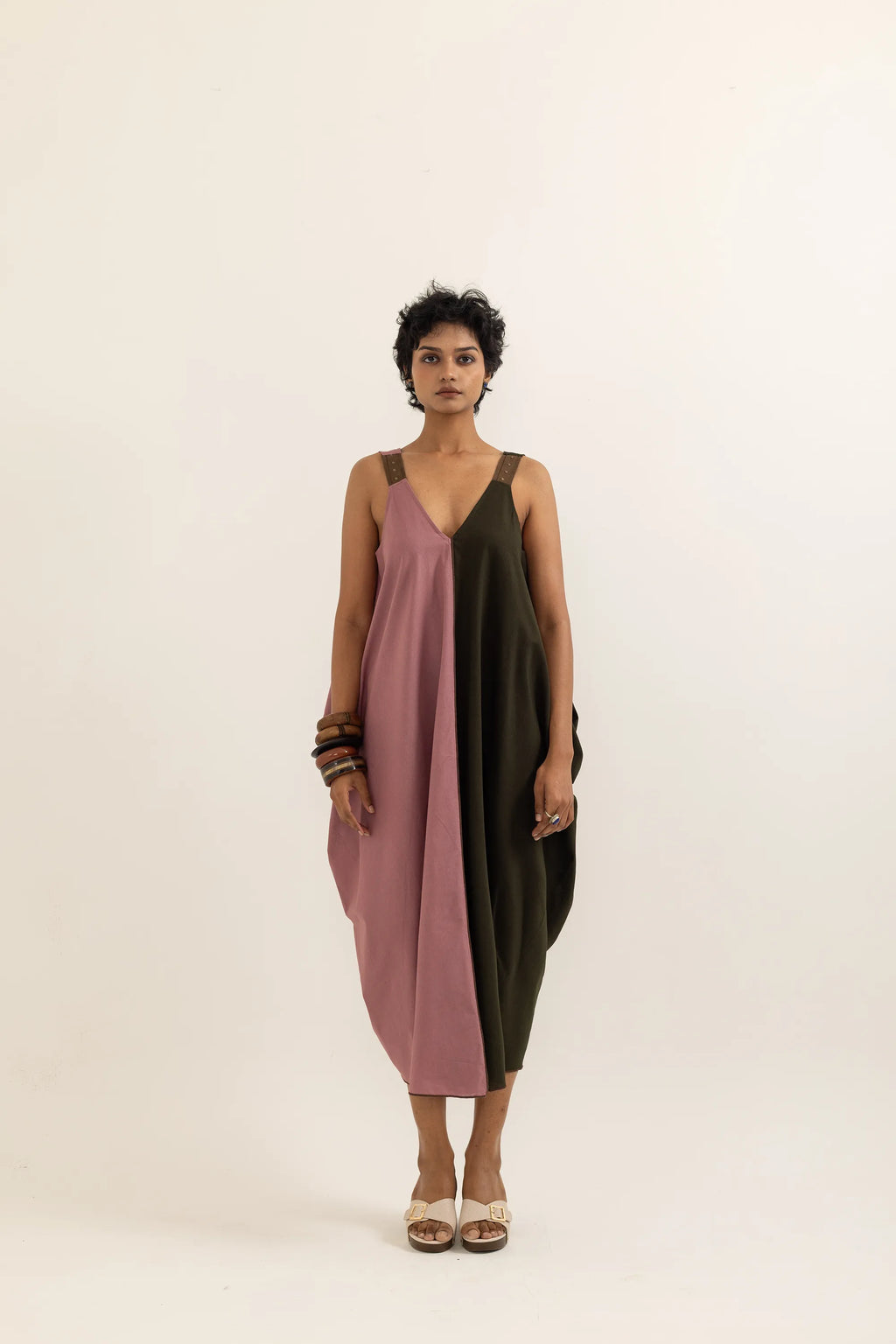 TABREZI DRESS | DUSTY PINK-SAP GREEN