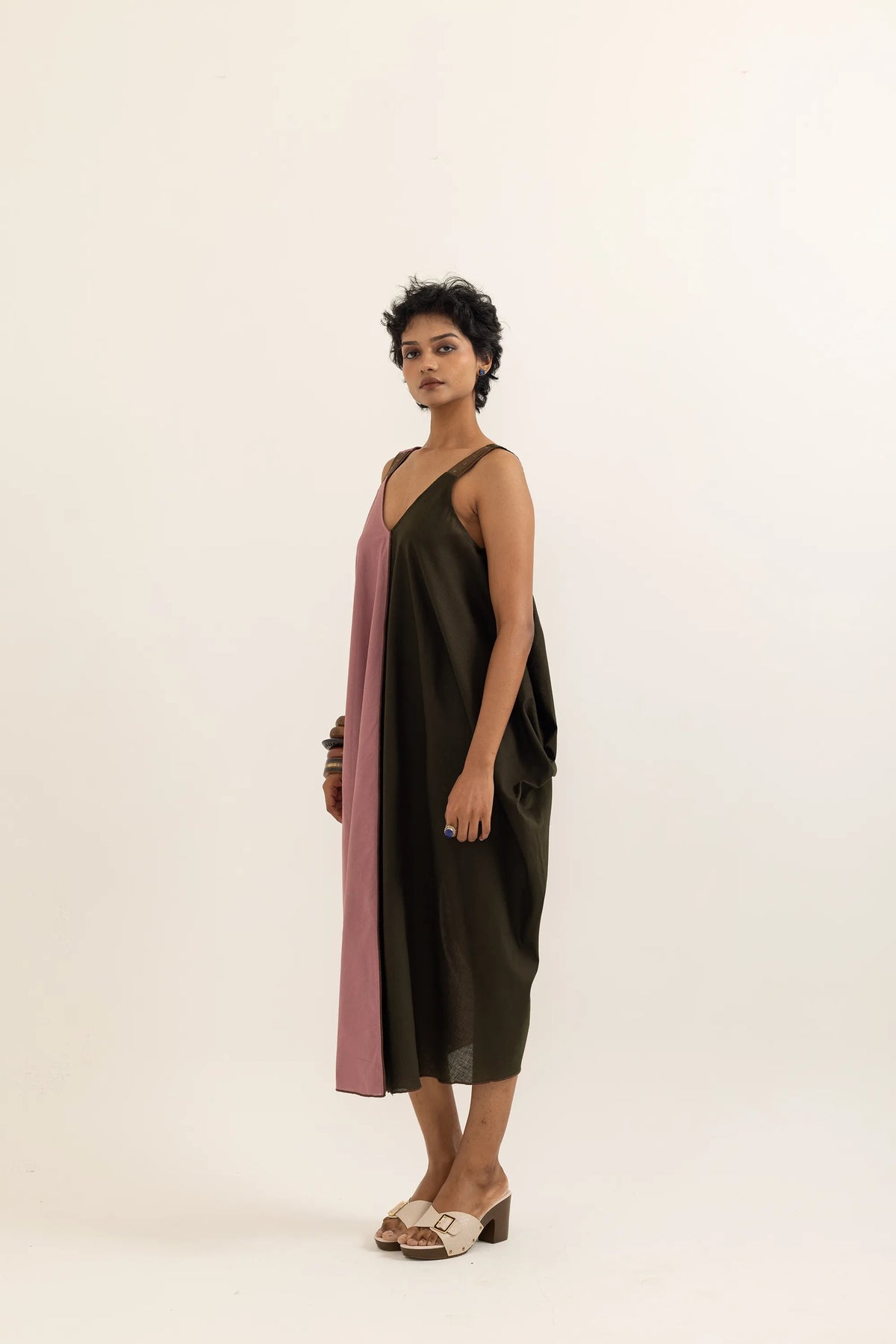 TABREZI DRESS | DUSTY PINK-SAP GREEN