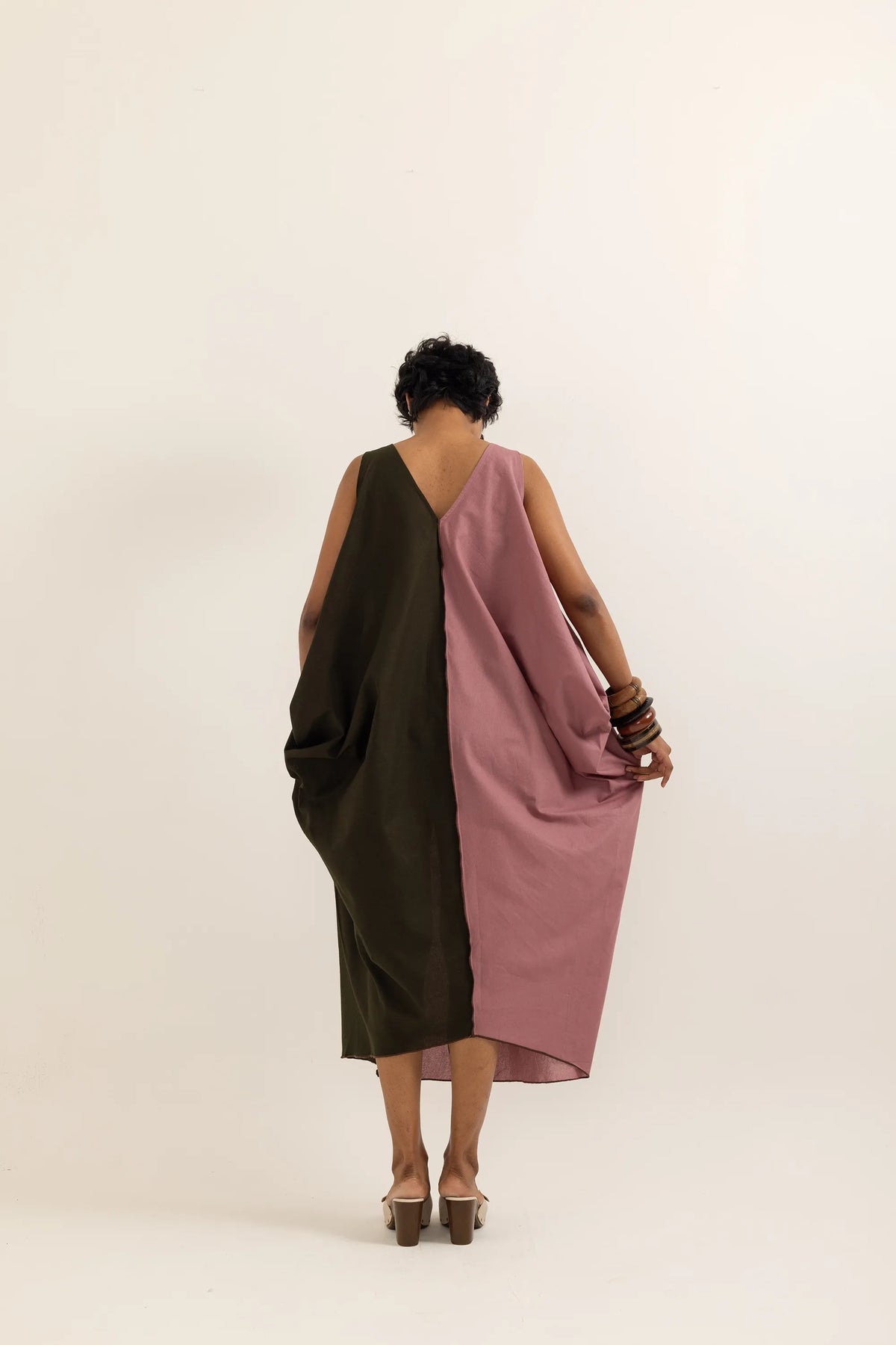 TABREZI DRESS | DUSTY PINK-SAP GREEN