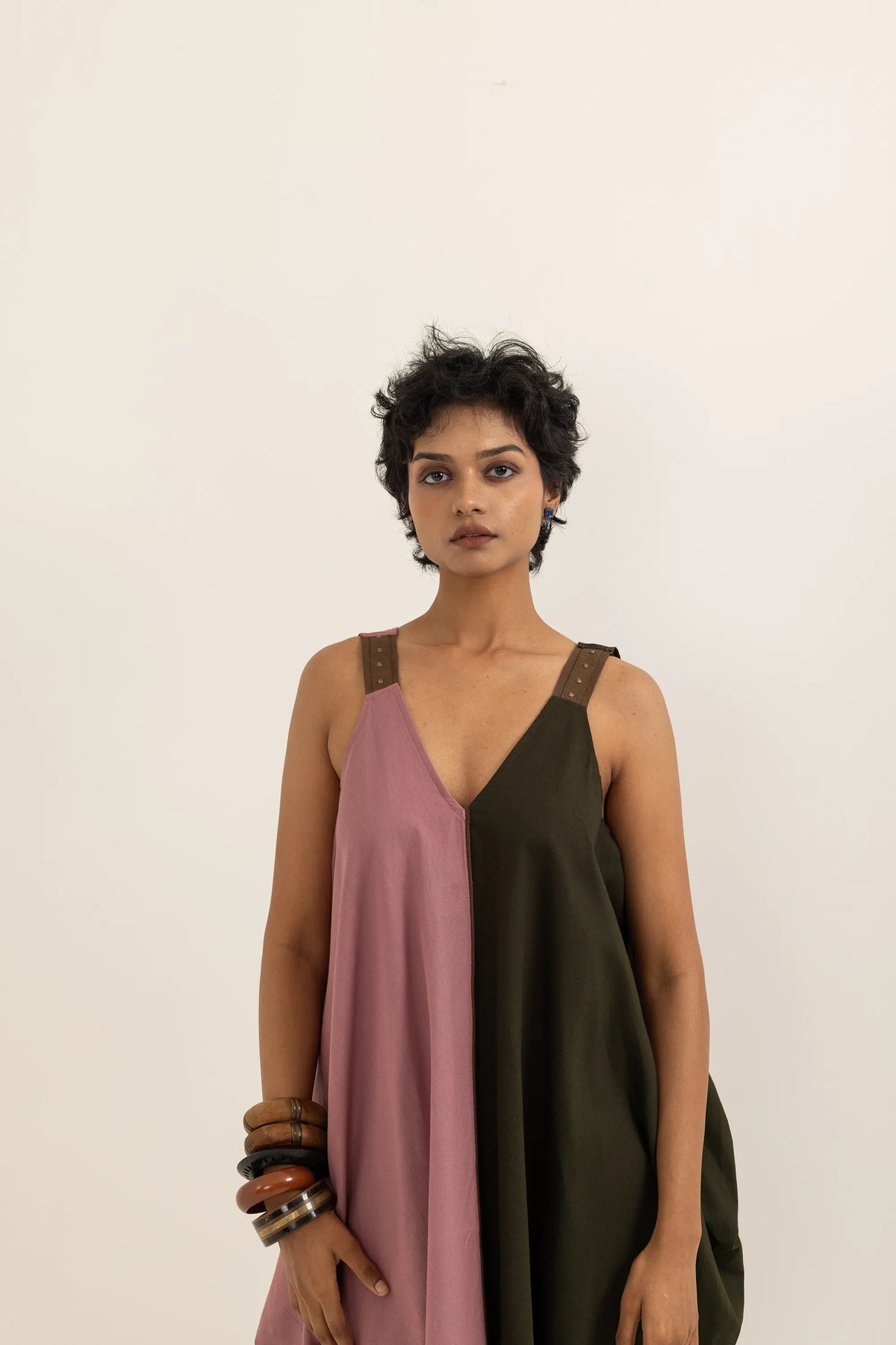 TABREZI DRESS | DUSTY PINK-SAP GREEN