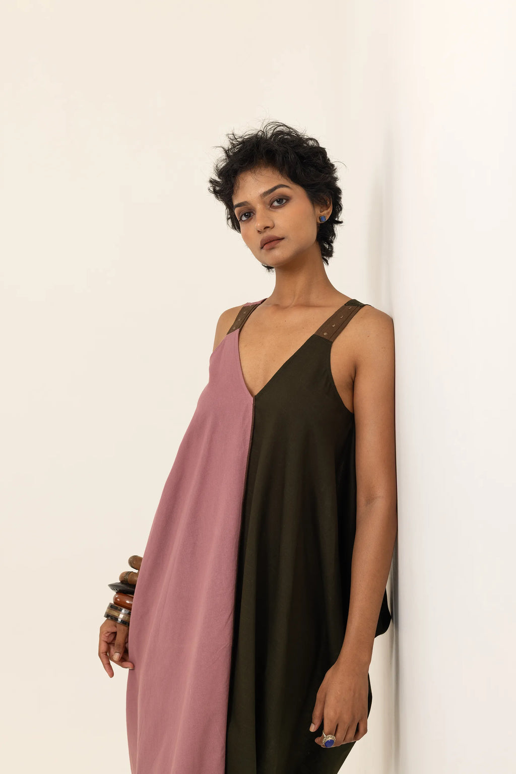 TABREZI DRESS | DUSTY PINK-SAP GREEN