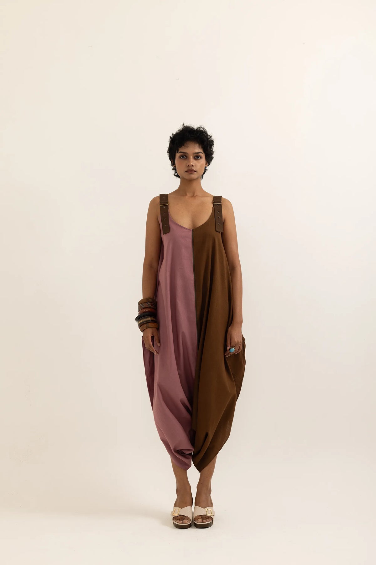SUFI JUMPSUIT | DUSTY PINK- BARK BROWN