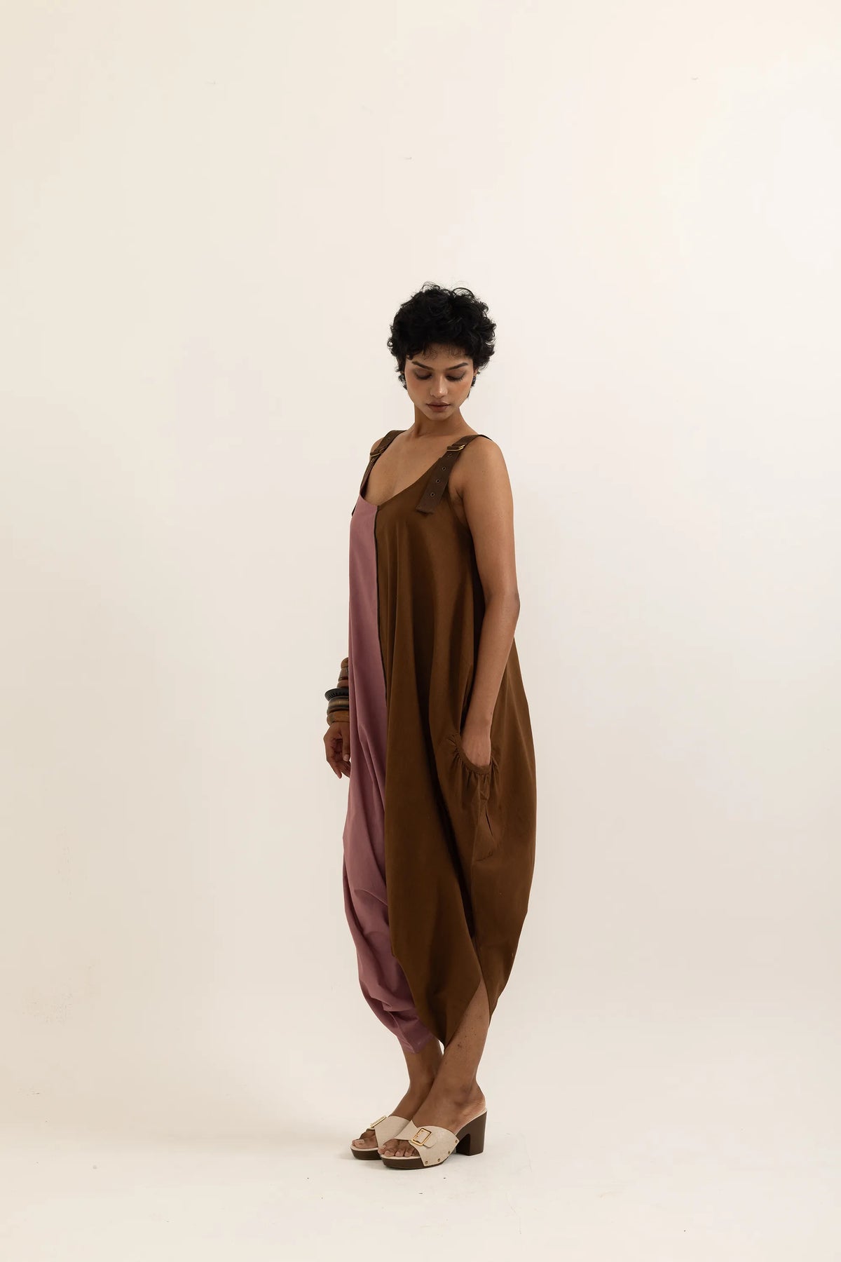 SUFI JUMPSUIT | DUSTY PINK- BARK BROWN