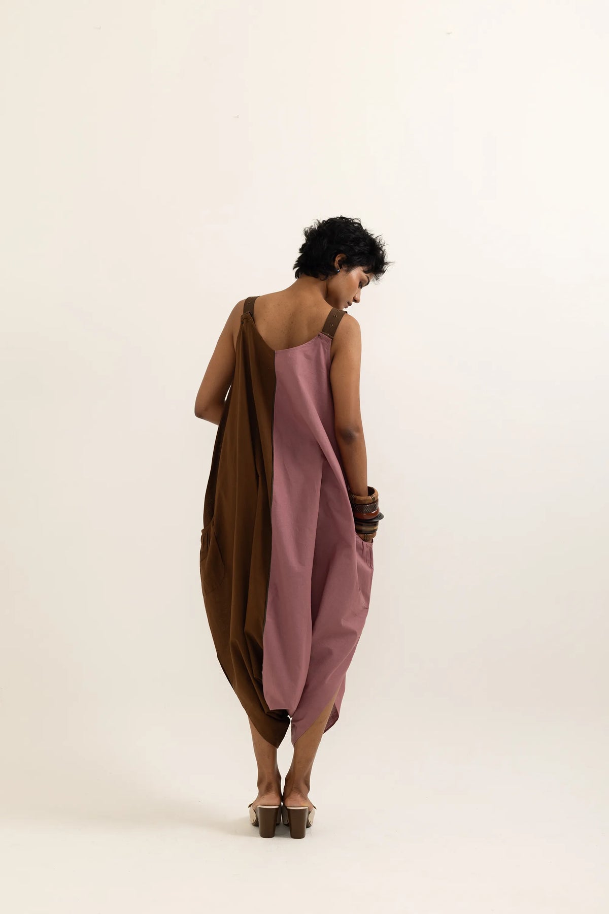 SUFI JUMPSUIT | DUSTY PINK- BARK BROWN