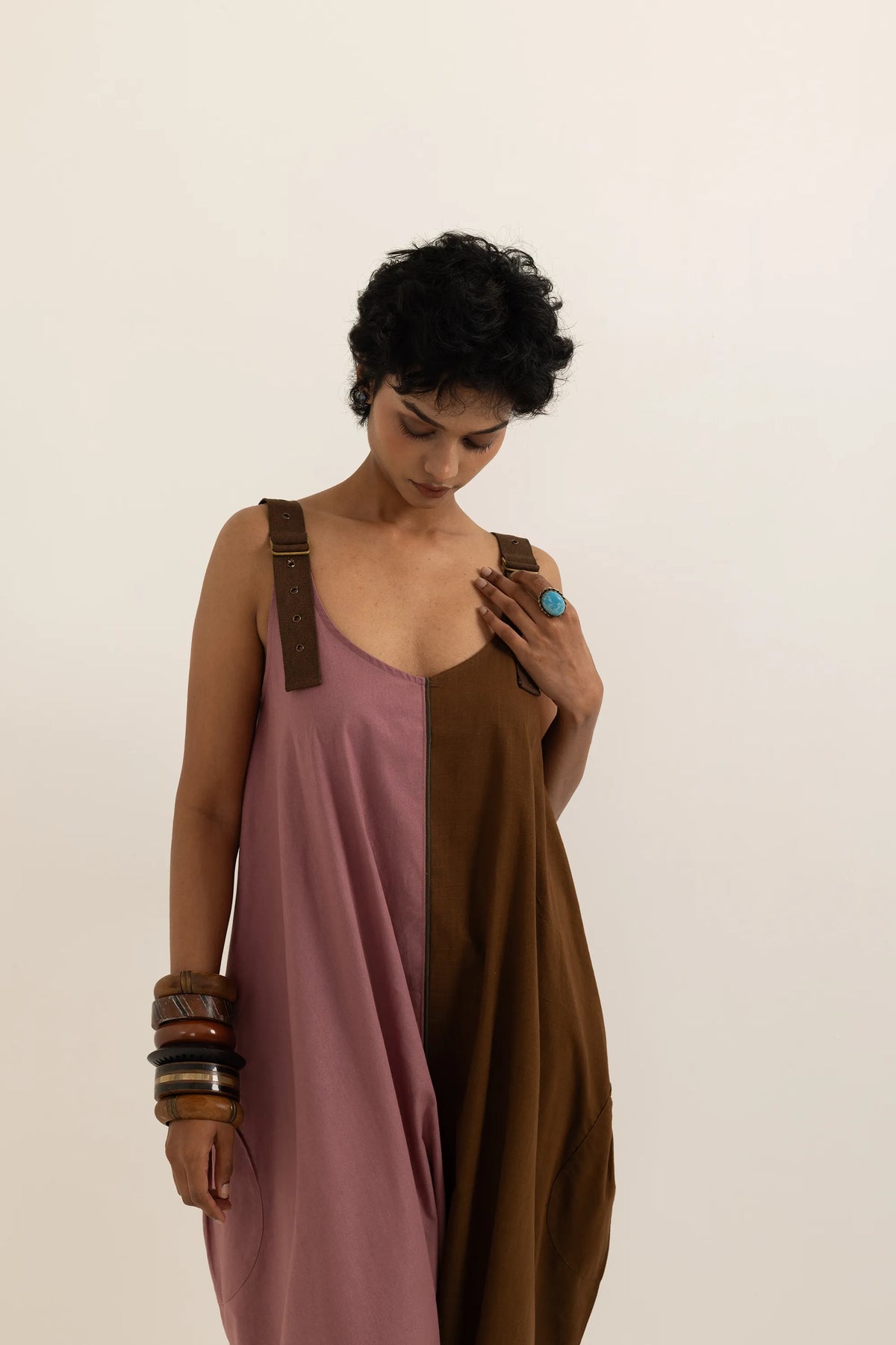 SUFI JUMPSUIT | DUSTY PINK- BARK BROWN