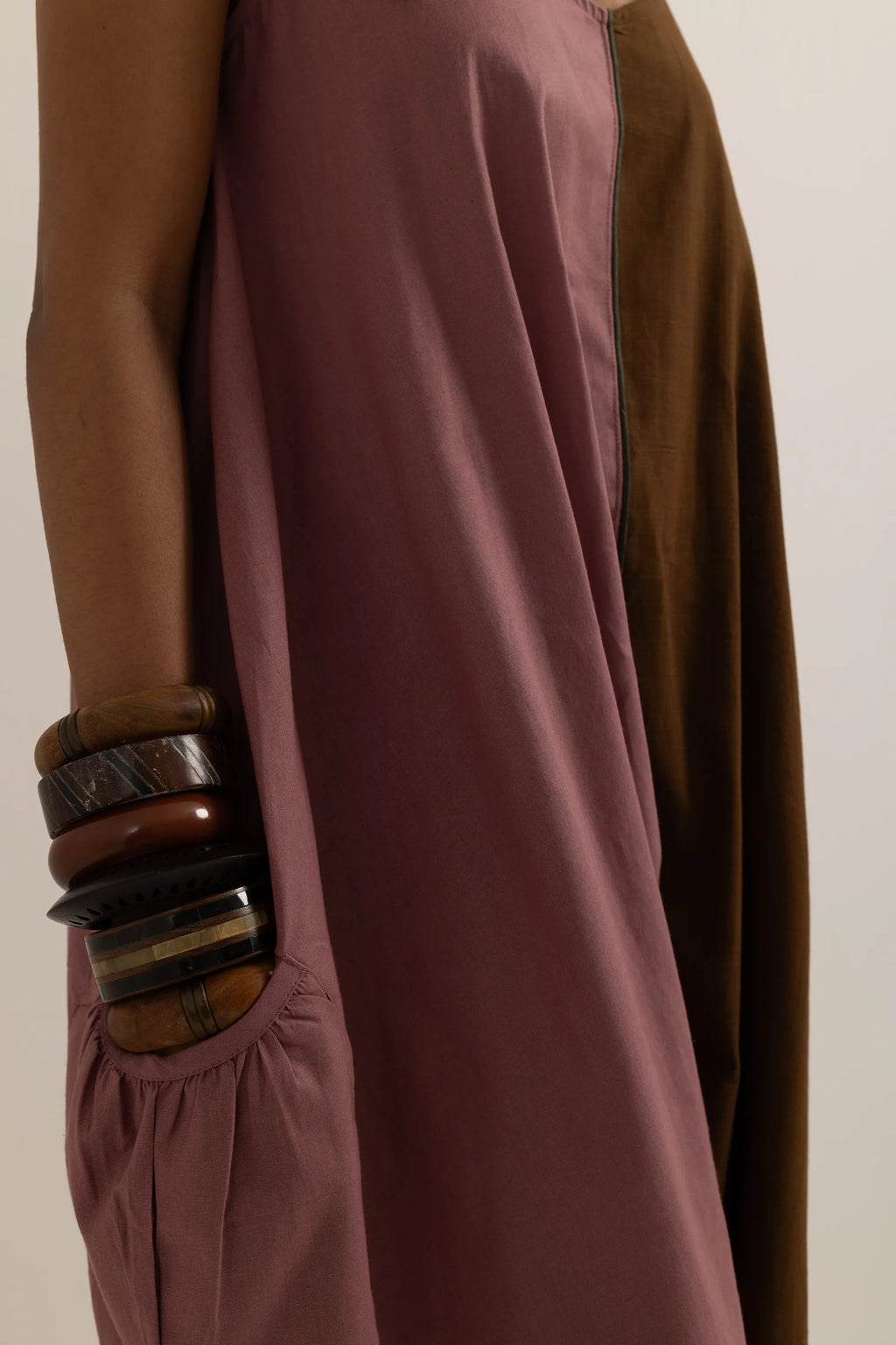 SUFI JUMPSUIT | DUSTY PINK- BARK BROWN