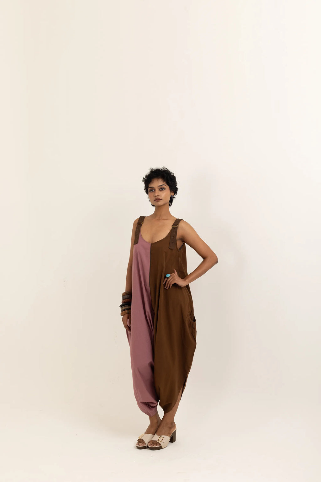 SUFI JUMPSUIT | DUSTY PINK- BARK BROWN