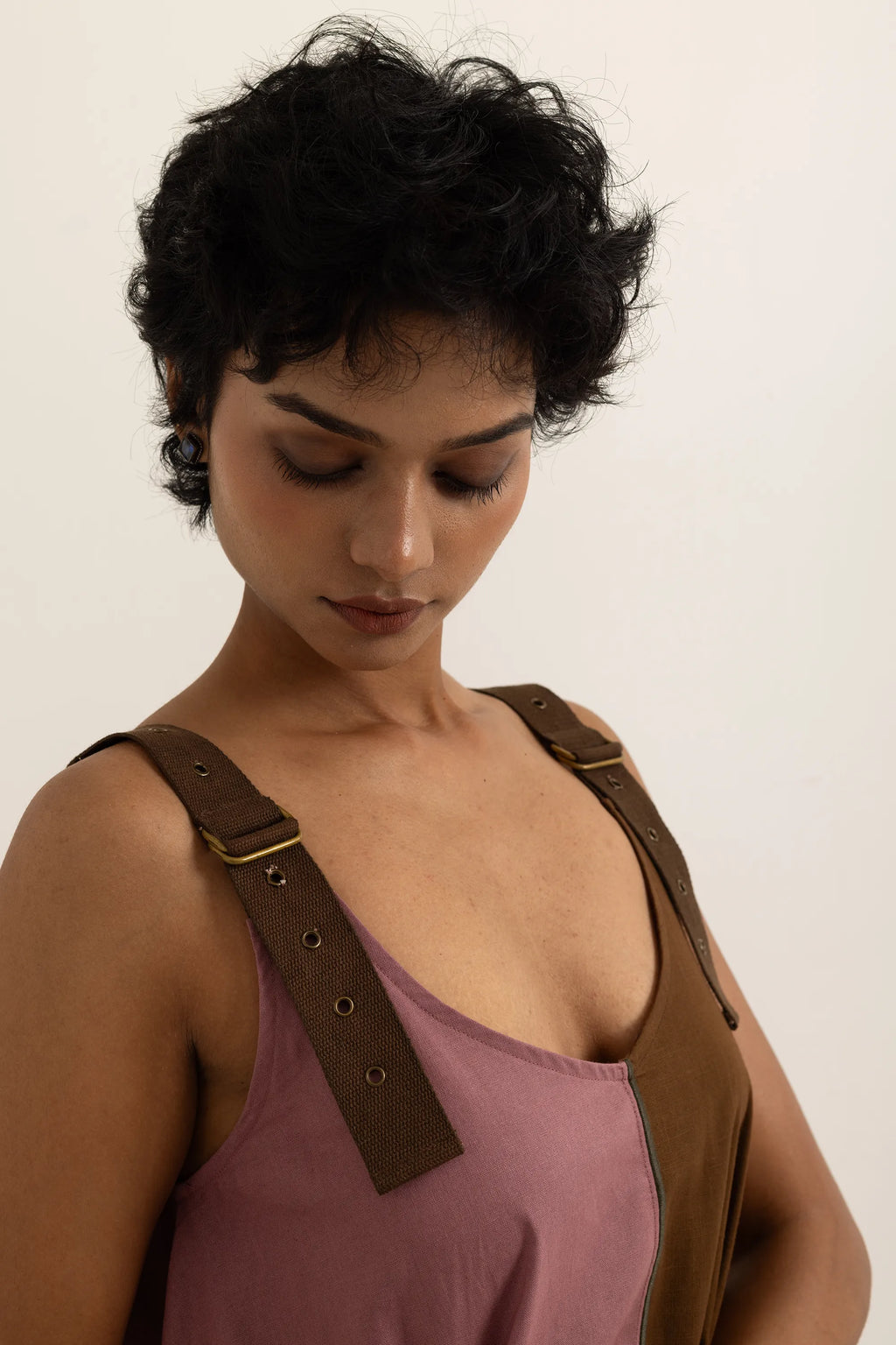 SUFI JUMPSUIT | DUSTY PINK- BARK BROWN