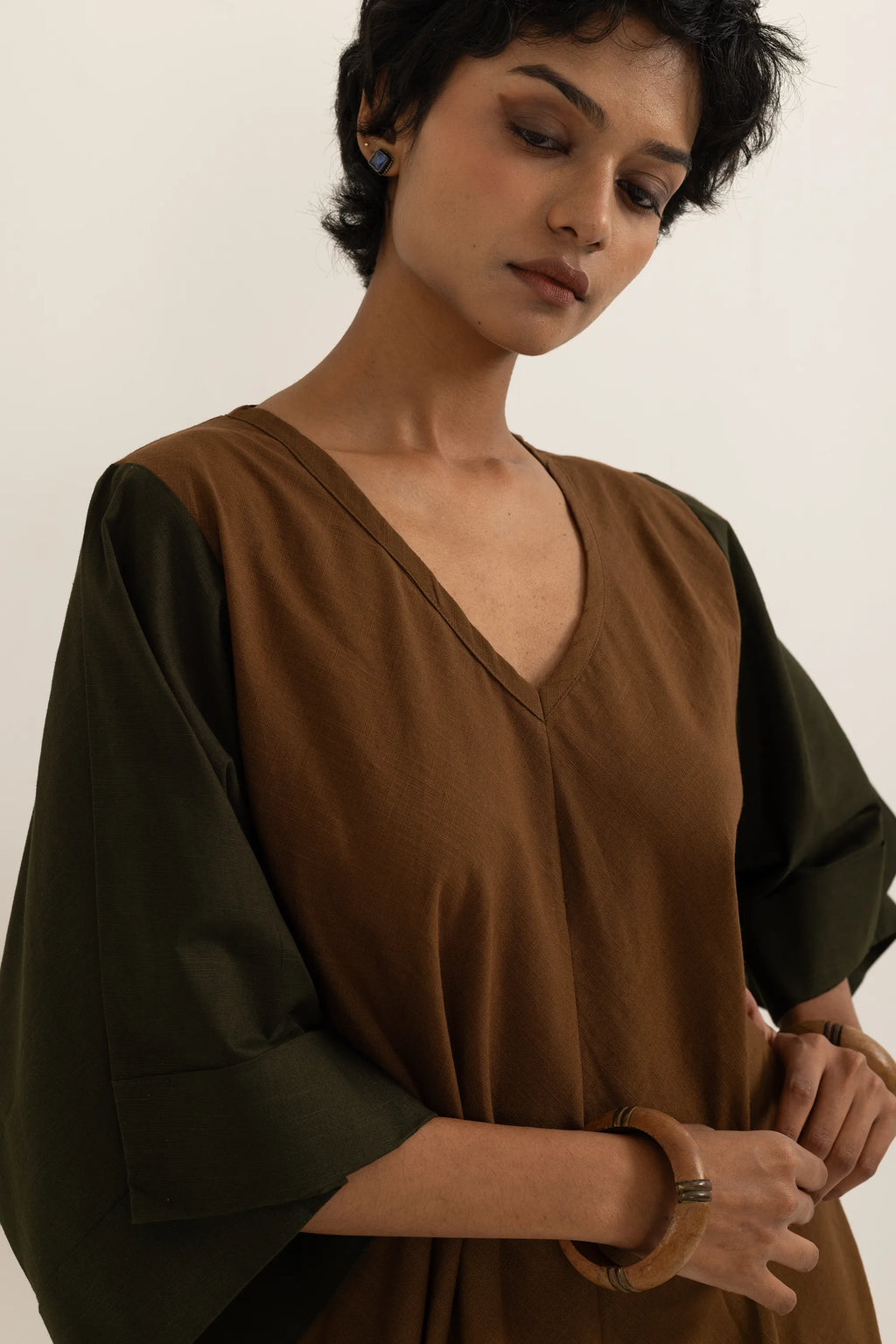 ZIKR KAFTAN | BARK BROWN-SAP GREEN