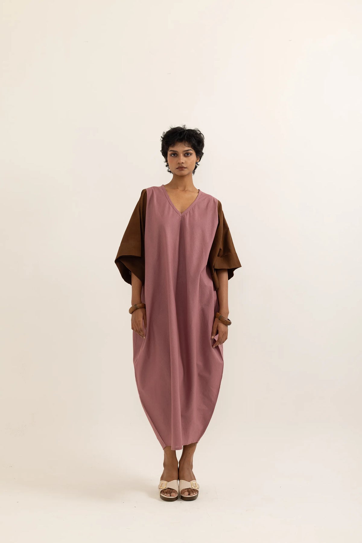 ZIKR KAFTAN | DUSTY PINK- BARK BROWN