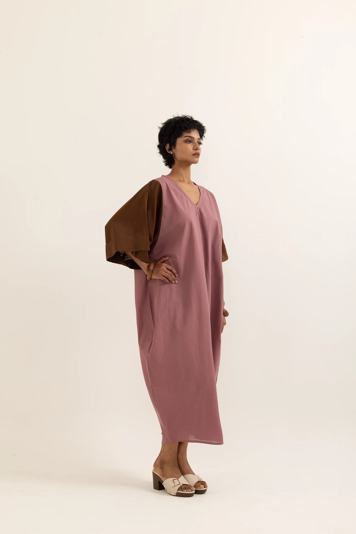 ZIKR KAFTAN | DUSTY PINK- BARK BROWN
