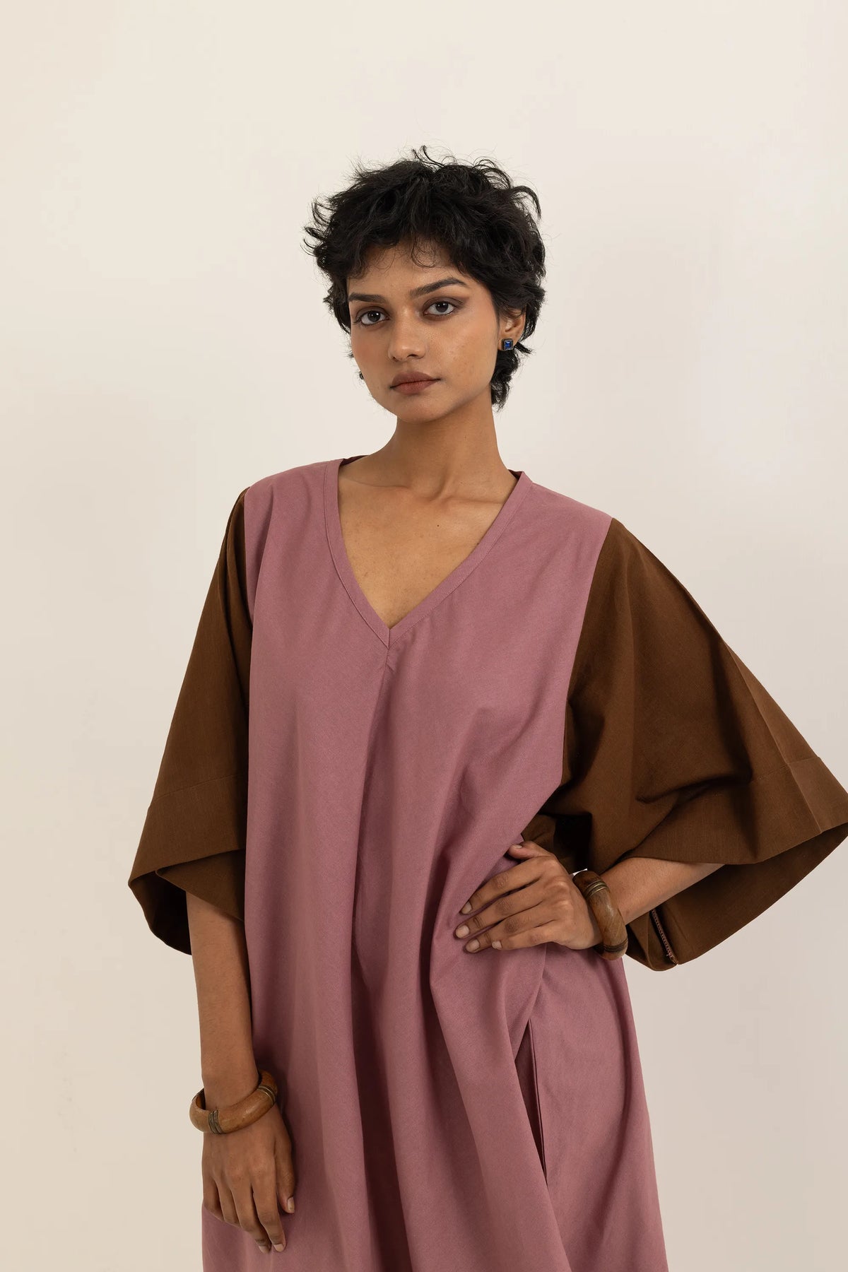 ZIKR KAFTAN | DUSTY PINK- BARK BROWN