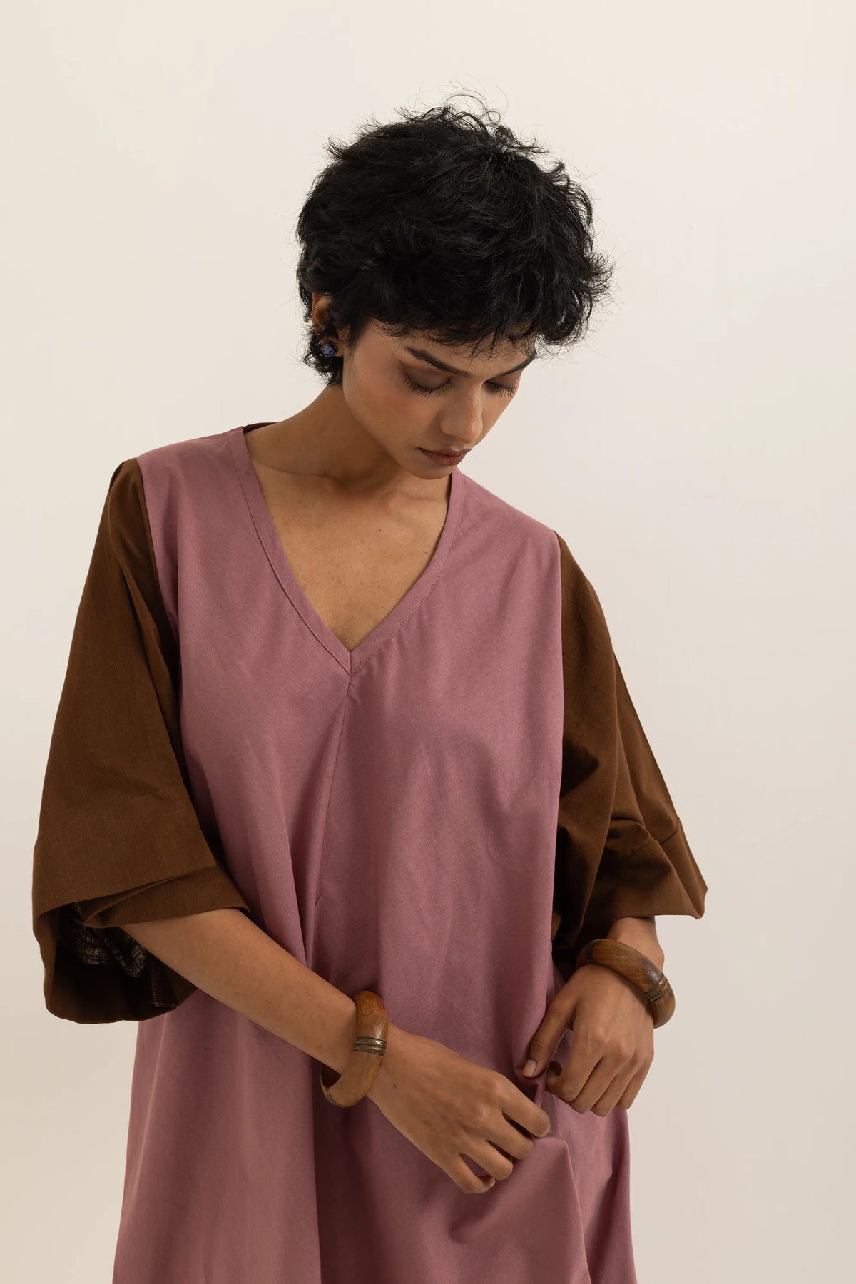 ZIKR KAFTAN | DUSTY PINK- BARK BROWN
