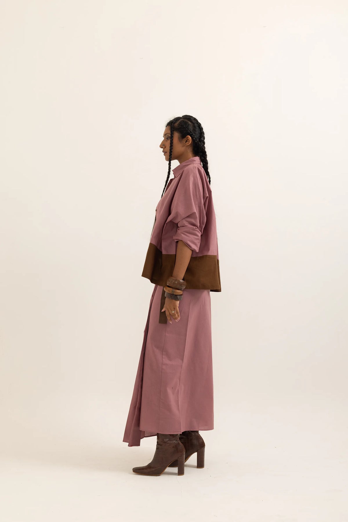 BOXY SHIRT | DUSTY PINK-BROWN