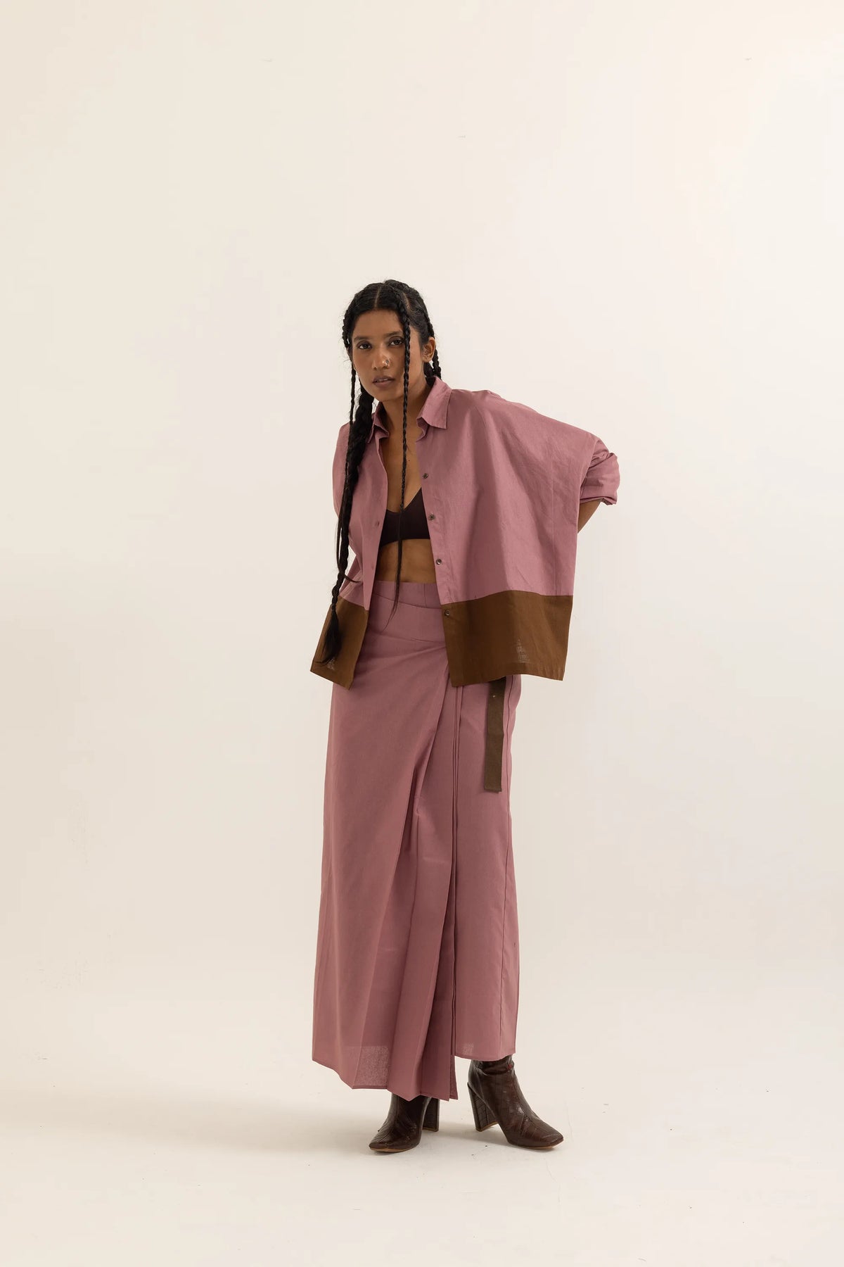 BOXY SHIRT | DUSTY PINK-BROWN