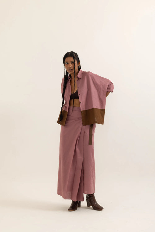 BOXY SHIRT | DUSTY PINK-BROWN