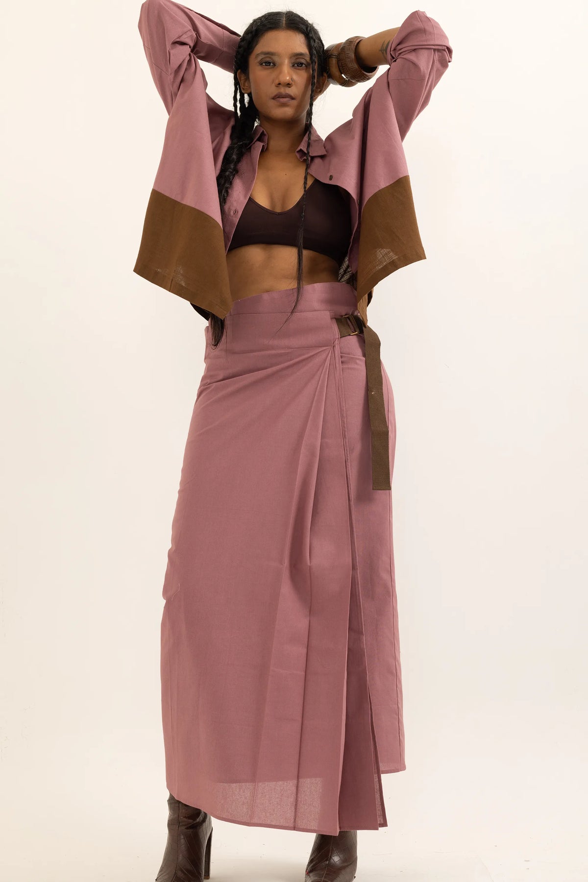 BOXY SHIRT | DUSTY PINK-BROWN