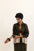 BOXY SHIRT | SAP GREEN-TAUPE