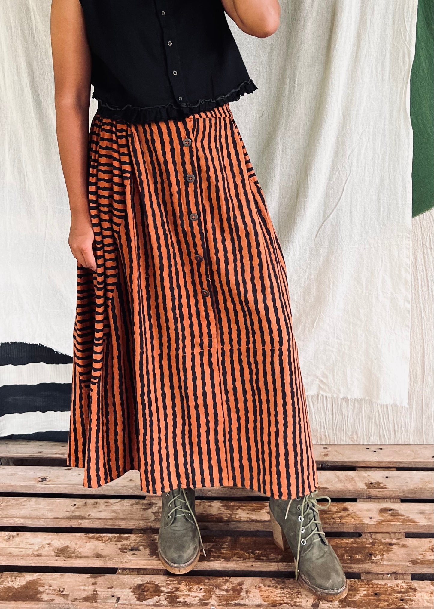 Tan Stripes Skirt
