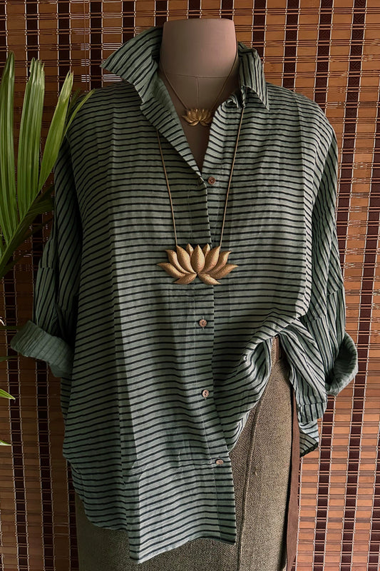 Stripes Apple Hem Boxy Shirt