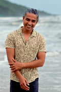 half sleeved mens shirt in green tonal