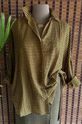 Stripes Apple Hem Boxy Shirt