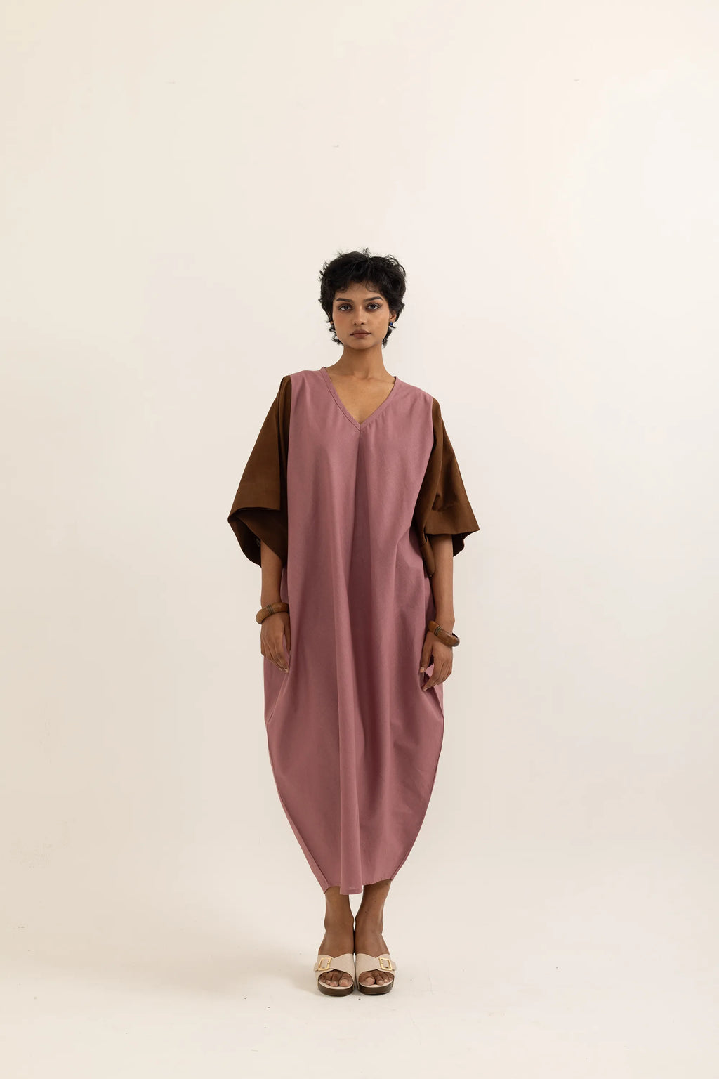 ZIKR KAFTAN | DUSTY PINK- BARK BROWN
